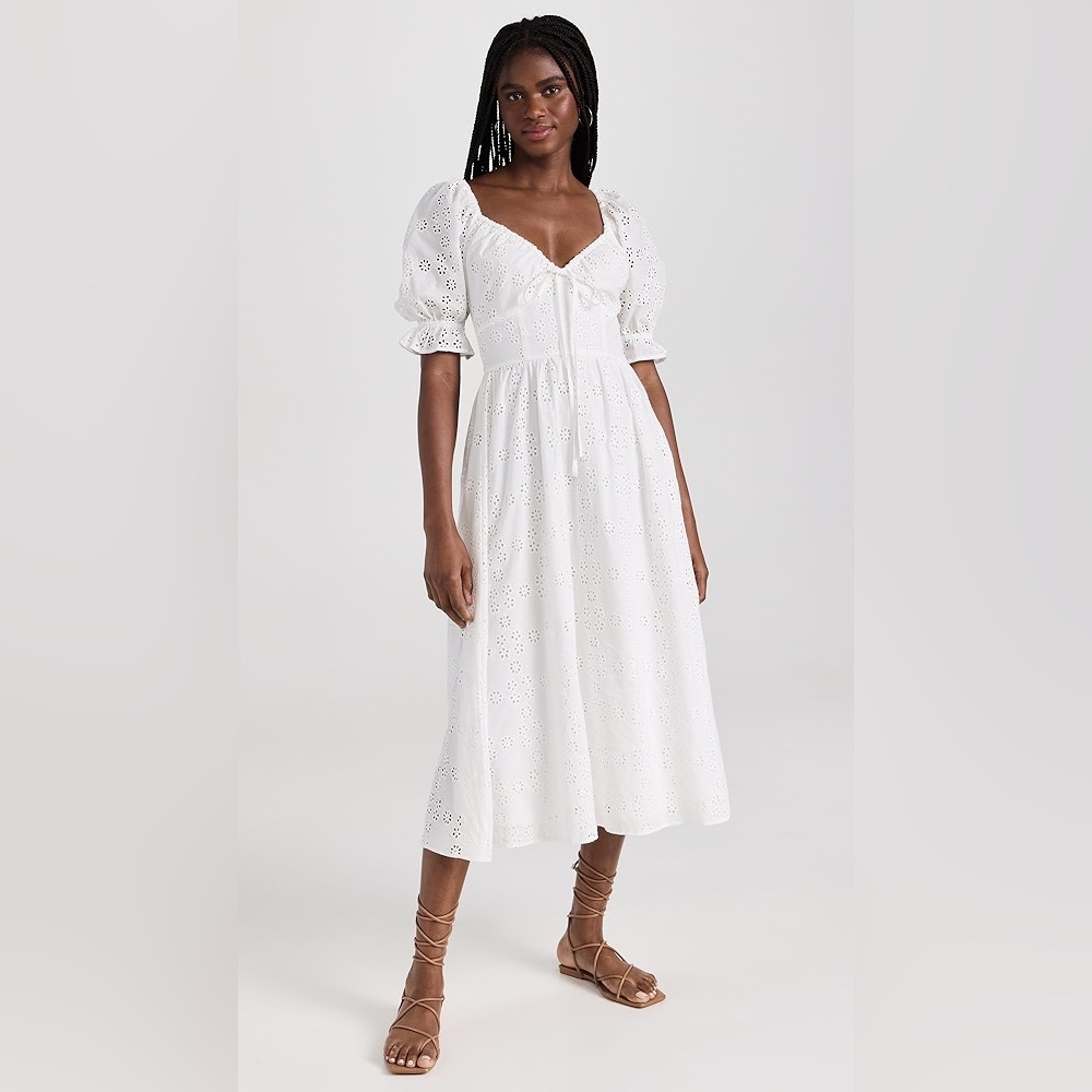 NWT Hill House Home Ophelia Midi Dress White Eyelet Cotton